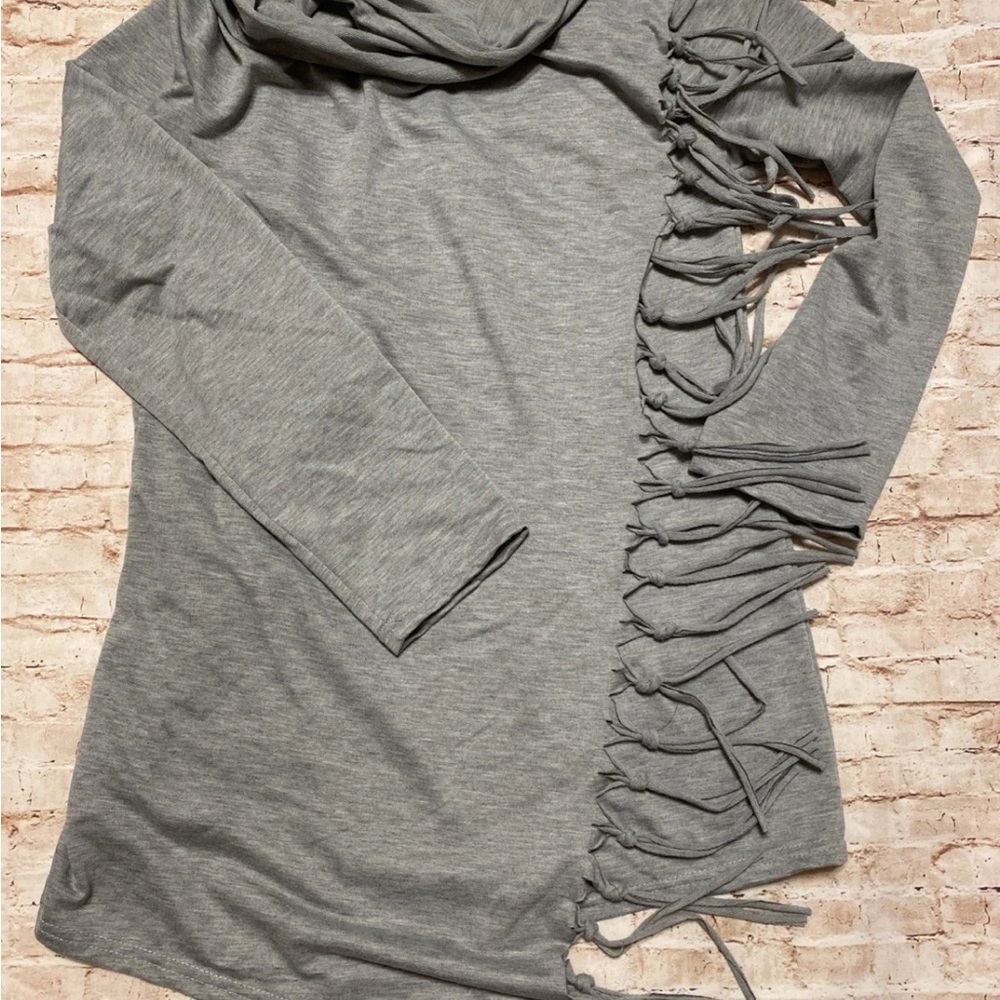 Gray Women's Fringe Top